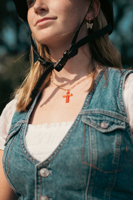 Carnelian Cross Necklace